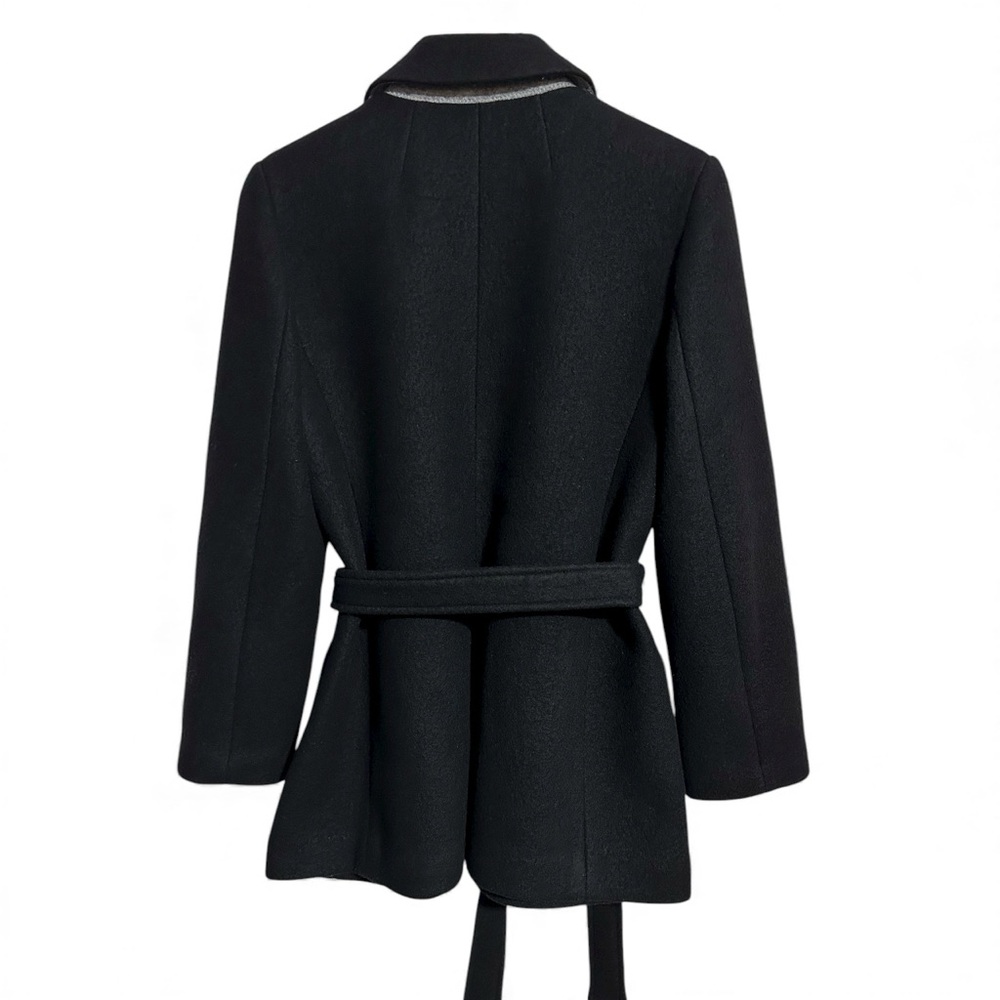 J Crew Wrap Belt Blazer Jacket Coat in Black Italian Blanket Wool with Pockets - Picture 5 of 14